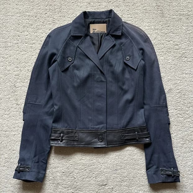 2003fw 존 갈리아노 레더 트림 자켓