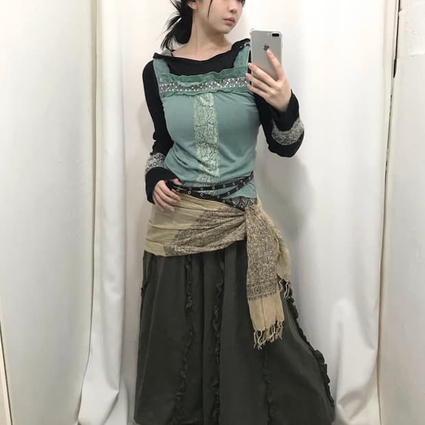 엑시즈팜 모리 보헤미안 히피 스윙잉서울 코디세트 미라이클립 젤리포포