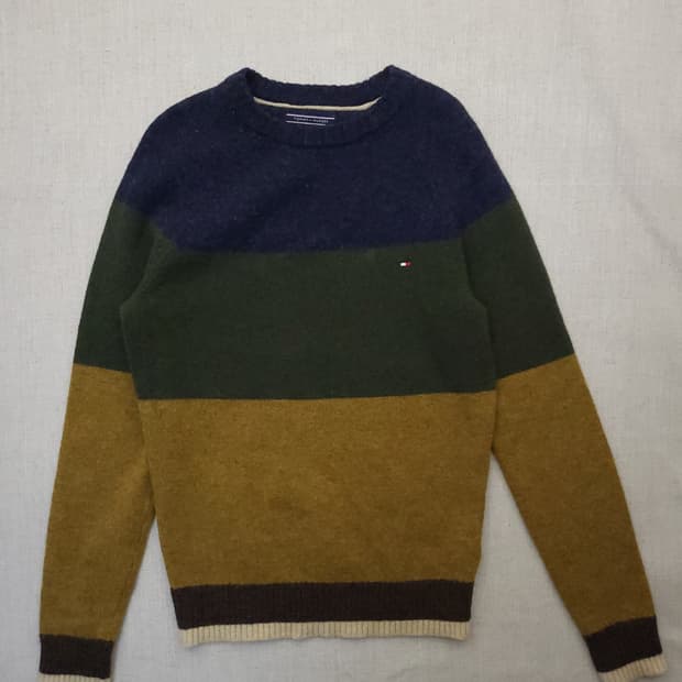 타미힐피거 컬러블록 니트 스웨터 s