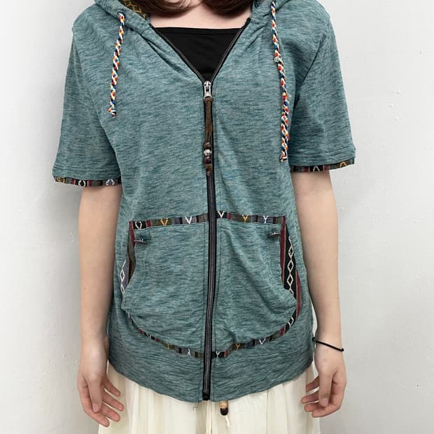 에스넥 히피 하프 후드집업