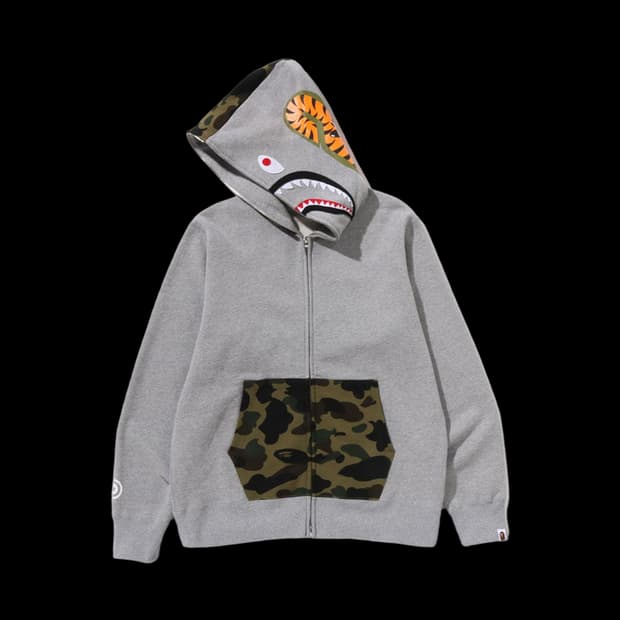새상품 베이프 샤크후드 풀집업 그레이 XXL