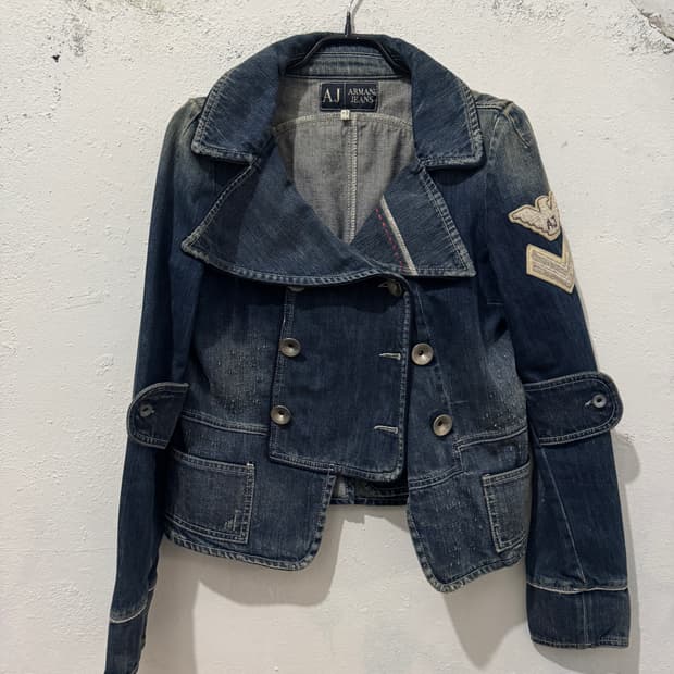 아르마니 진스 패치 데님 자켓