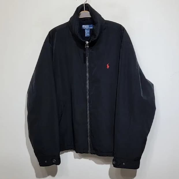 (XL) 랄프로렌 폴로 자켓 블랙 안감기모 로고 점퍼 