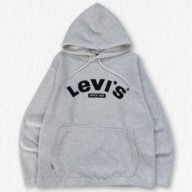 리바이스 로고 스펠아웃 플리스 후드티