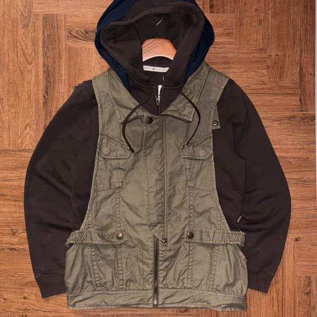 빈티지 디테일 후드 베스트