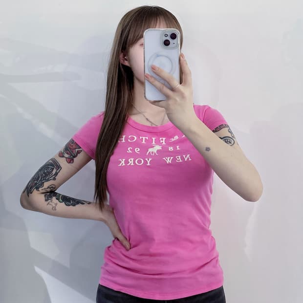 아베크롬비 빅로고 딱붙 반팔