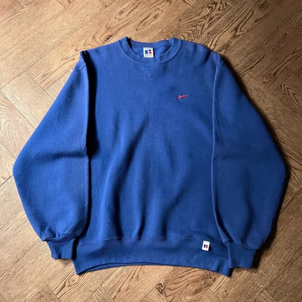 [L]00's Russell USA 러셀 블루 플레인 스웻셔츠