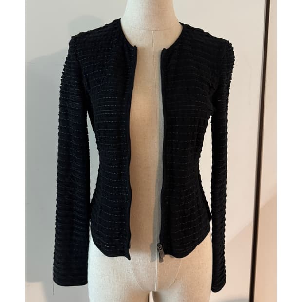 Armani Collezioni 블랙 스웨이드 양가죽 자켓 38