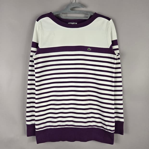 [무료배송]라코스테 90 (36) 여성 보트넥 스트라이프 긴팔 티셔츠
