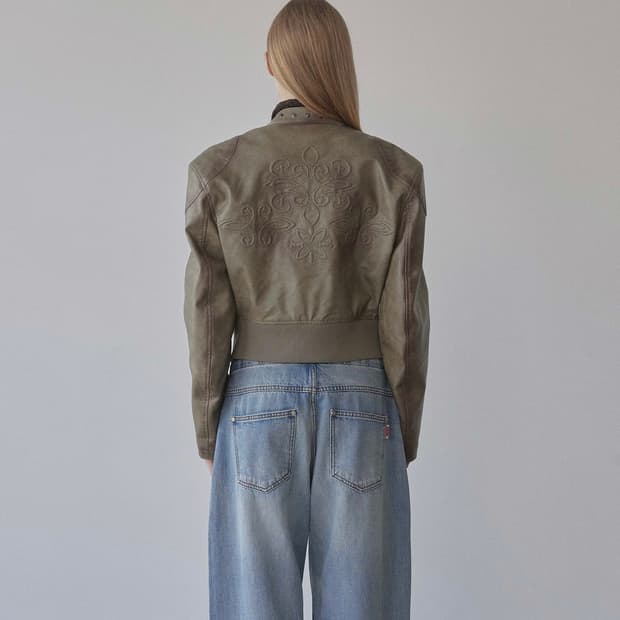 스컬프터 faux leather bomber sage