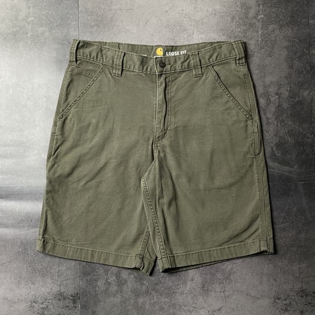 CARHARTT 칼하트 카키 루즈핏 유틸리티 워크 하프팬츠 A01163
