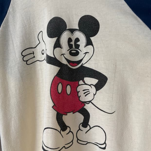 70s Mickey Mouse 3/4 Sleeve Raglan Tee
