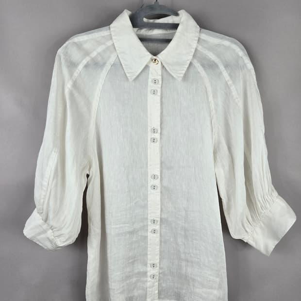 [무료배송]페이우 S 여성 실크 린넨 마 혼방 8부소매 블라우스