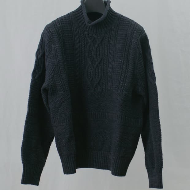 rrl 코튼 울 롤넥 스웨터 L