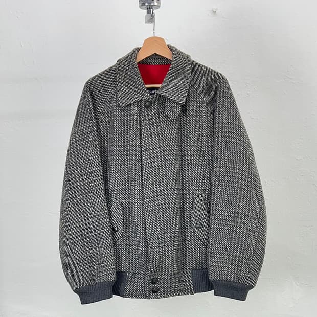 버버리 글렌 체크 해링턴 트위드 라나 울 블루종 자켓
