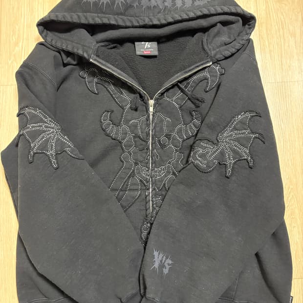 슈프림x요지야마모토 블랙 후드집업 L