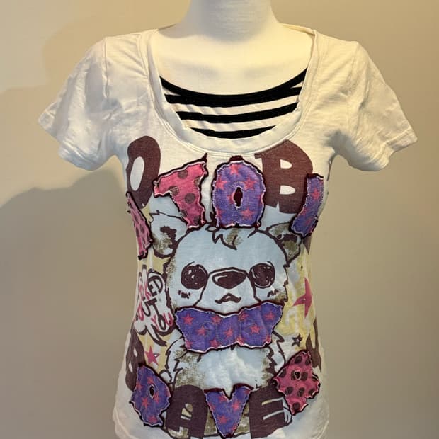 일본 빈티지 쿠마 패치 티셔츠 서브컬쳐