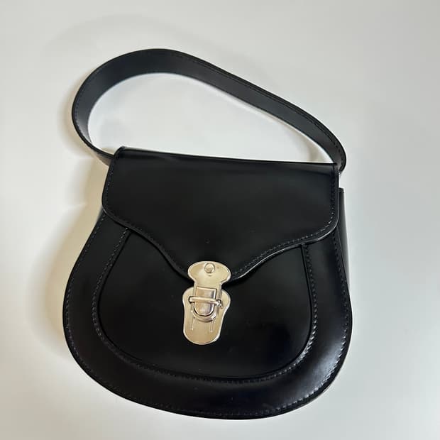 꼼데가르송 폴드 오버탑 미니백 블랙