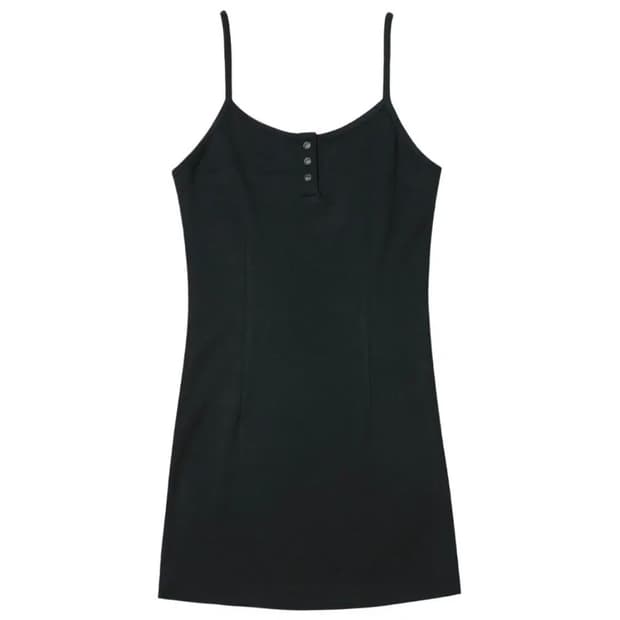 보헴서 버튼 슬리브리스 드레스 원피스