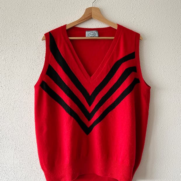 프라다 FW14 울-캐시미어 슬리브리스 스웨터