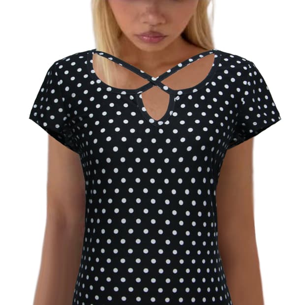 Polka Dot Curved Hem top