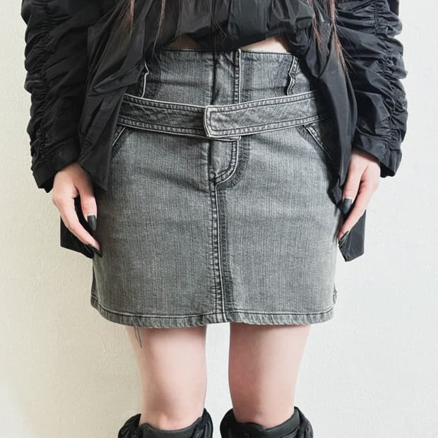 스텔라맥카트니 본디지 스트랩 데님 미니스커트