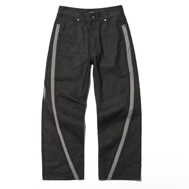 50 애드오프 WAVE CURL LINE WIDE DENIM PANTS 