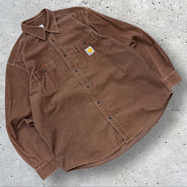 [XL] 칼하트 빈티지  브라운 코듀로이 셔츠 C300