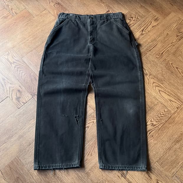 [35]칼하트 USA 데미지드 워싱 블랙 싱글니 카펜터 워크 팬츠