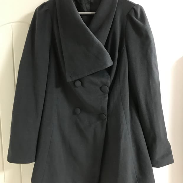 빈티지 더블 버튼 하이넥 코트