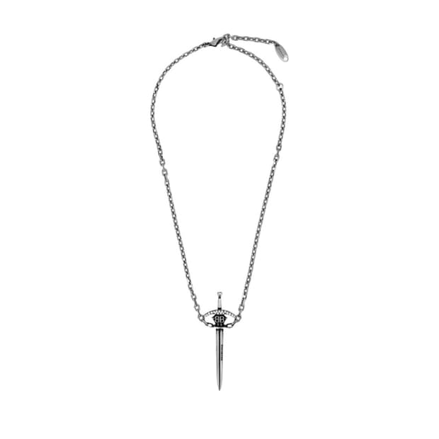 발렌시아가 BB 고스 로고 네클리스 앤티크 실버