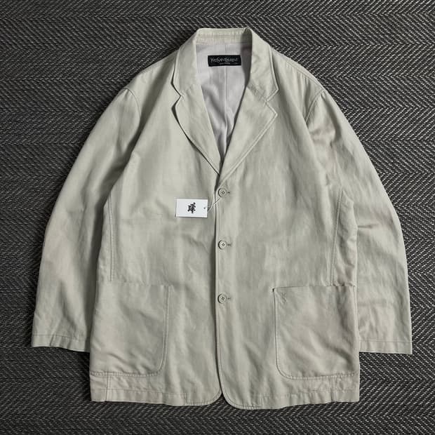 90s 입생로랑 자수로고 아카이브 미니멀 블레이저o 3012