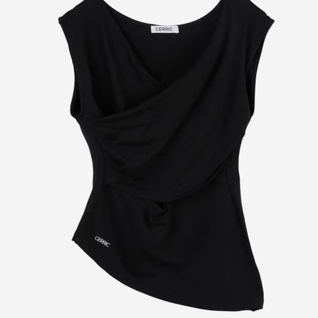 세릭 드레이프 크로스 슬리브리스 블랙