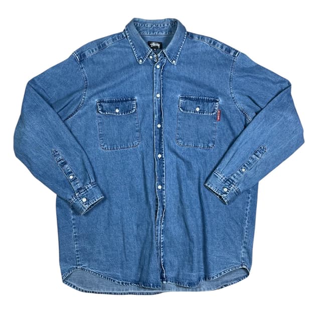 🕑80s stussy denim shirt