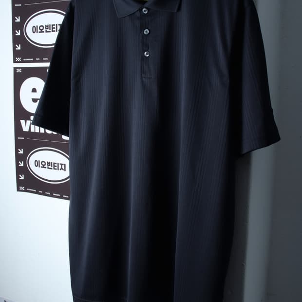 (L-2XL) 미즈노 반팔 카라 티셔츠 오버핏 기능성 블랙-H36838