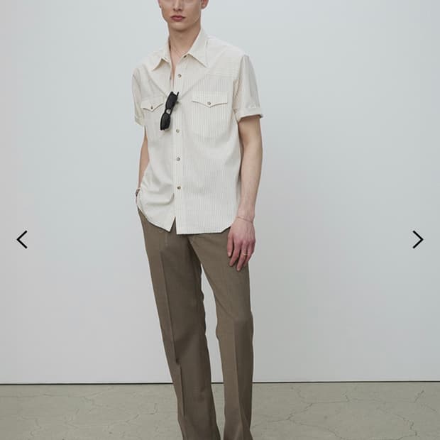 토니웩 Raw cut off check shirts M사이즈 아이보리