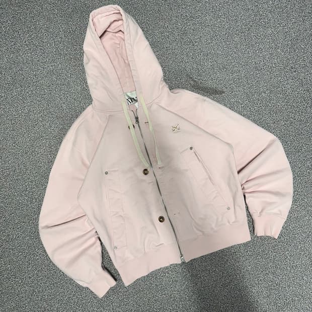 Satur 핑크 크롭 후드집업