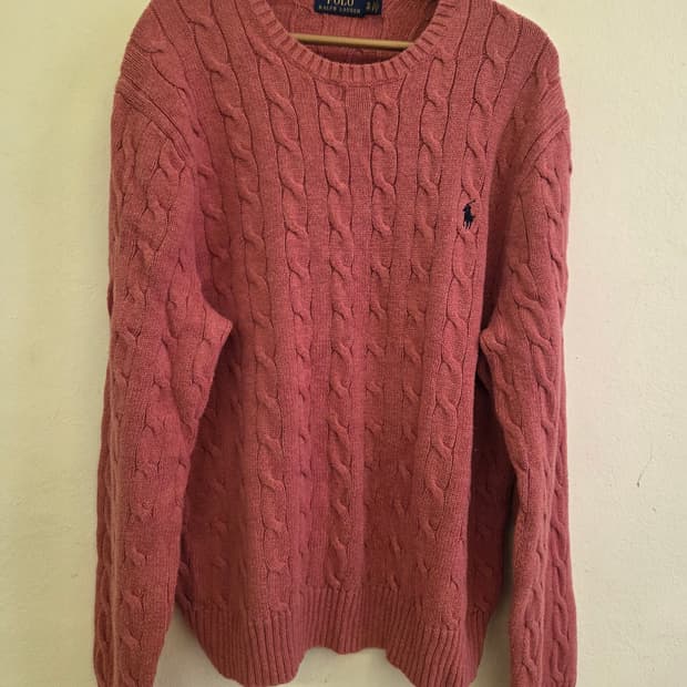 폴로 랄프로렌 핑크 케이블 니트 XL
