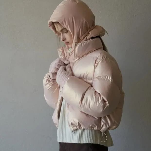 라퍼지포우먼 글로시 크롭 푸퍼 패딩 글로시 패딩