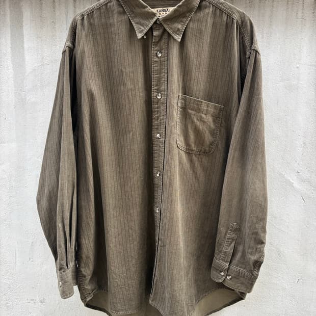 KANSAI JEANS 카키 마이크로 체크 셔츠