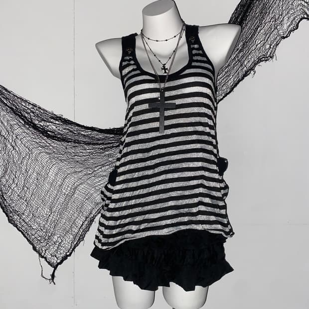 글리터 스트라이프 펑크 고딕 세트 ໒꒱