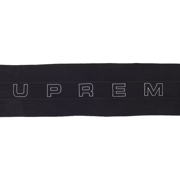 Supreme 로고 폴라텍 블랙 머플러