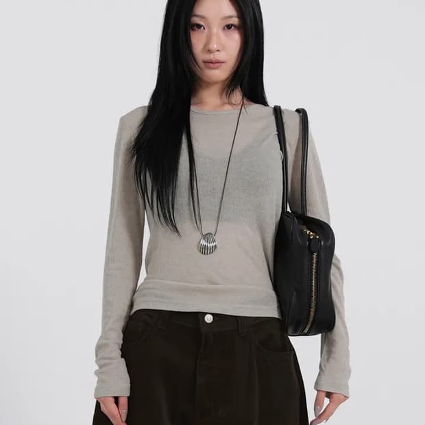 (새상품) 바스 소미 텐셀 레이어드 긴소매 베이지 티셔츠