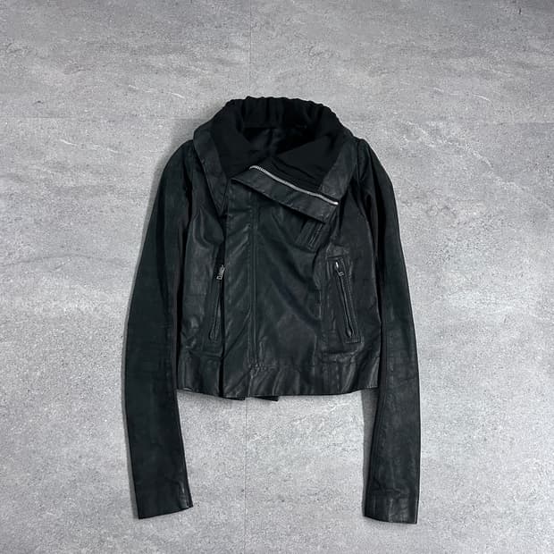 릭오웬스 카프스킨 드레이프 하이넥 자켓