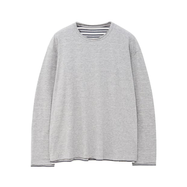 해칭룸 Two Face Stripe Tee M.Grey