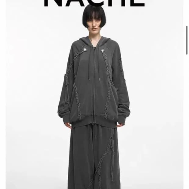 (구해요) nache 나체 브레이드후드집업 차콜