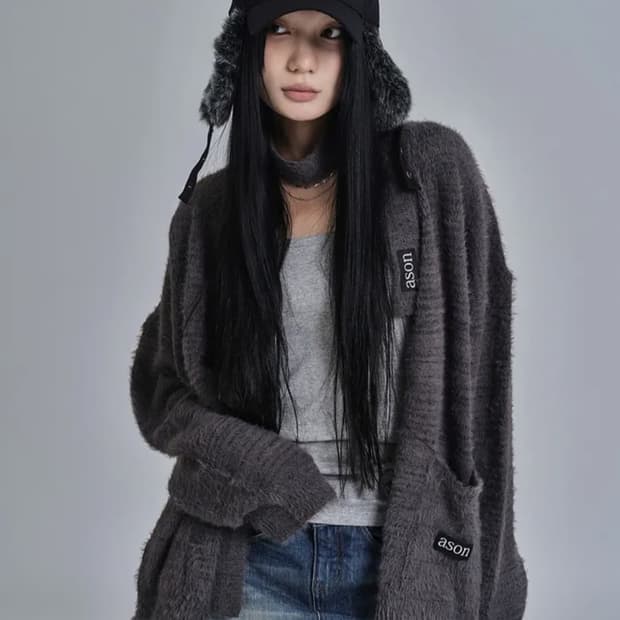 애즈온 LUCA TIE CARDIGAN -CHARCOAL