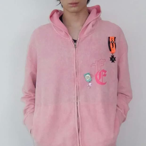 샵페어리 워싱 와플 후드집업 핑크