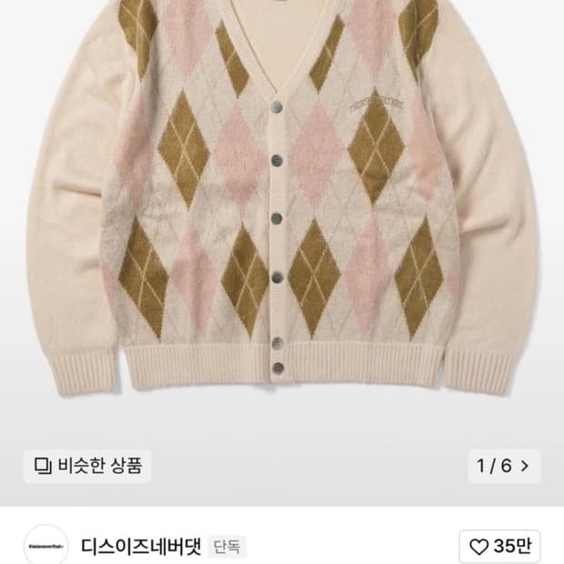 디스이즈네버댓 아가일 가디건 스웨터