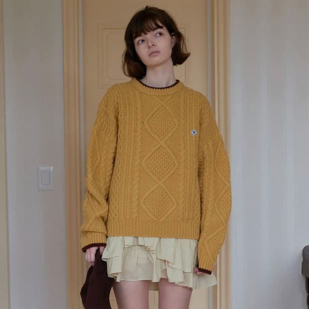 노컨텐츠 케이블 니트웨어 [머스타드]